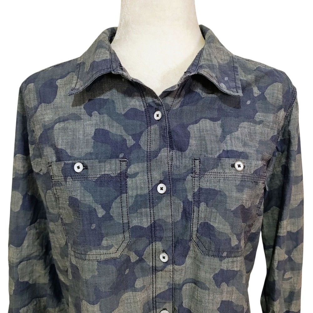 Carhartt Bue Camo Button Down Casual Shirt Top Outdoors Fall Winter Outdoors - M - Picture 4 of 11